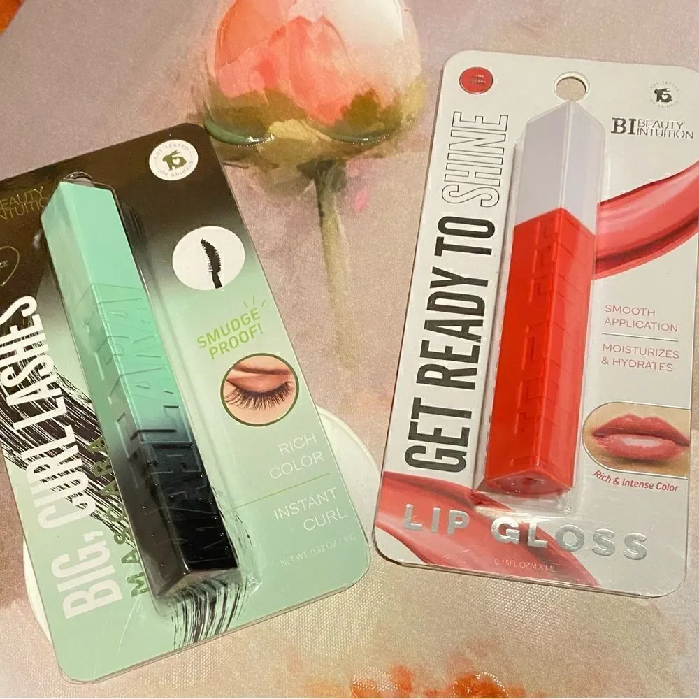 🛍️ 2 Beauty Intuition Pink Peony Lip Gloss 💄 & Big Curl Lashes Mascara💥